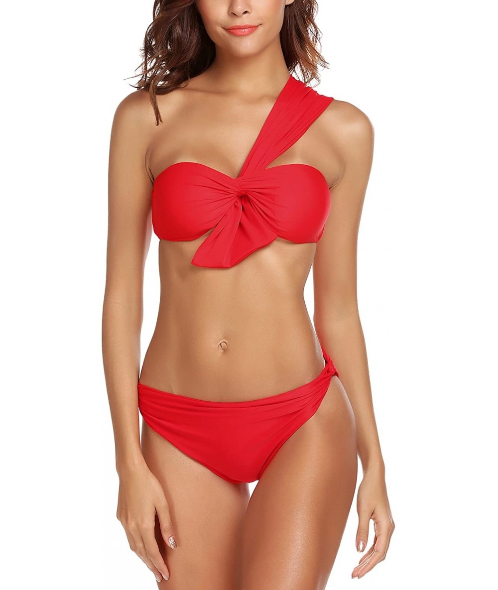 Sets Bikini Swimsuit for Women Wireless Backless Two Pieces Swimwear Bikini Set - Red3 - CP18UIK6OLL $59.42