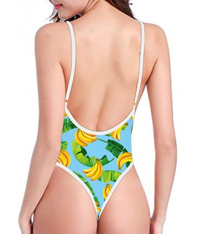 One-Pieces Women One Piece Deep V Neck Halter Swimsuit Sexy Bathing Suit Monokini - Banana-2 - CA18R3R9AZK $44.26