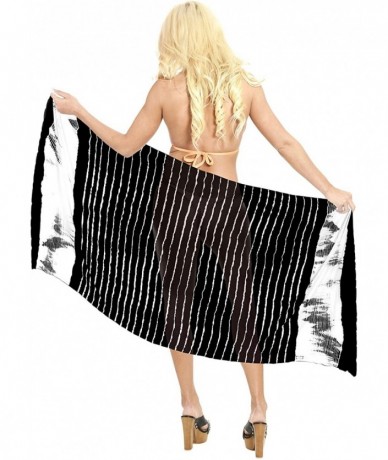 Cover-Ups Women's Plus Size Bathing Suit Cover Up Beach Sarong Wrap Hand Tie Dye - Halloween Black_k596 - CM17X0LRR6M $22.84