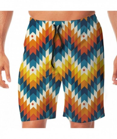 Board Shorts Beach Navajo Native American Pattern Swim Shorts Fast Dry Boardshorts Adjustable Waist Beach Shorts with Side Po...