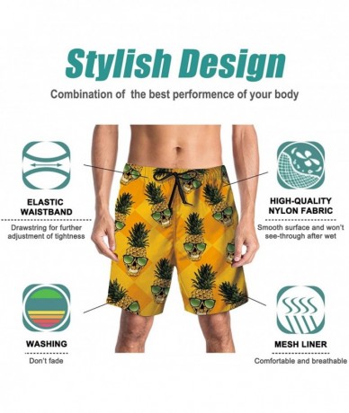 Trunks Men Swim Trunks Drawstring Elastic Waist Quick Dry Beach Shorts with Mesh Lining Swimwear Bathing Suits - Multicolored...