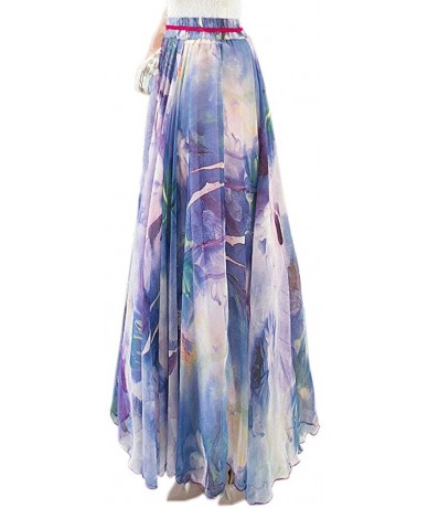 Cover-Ups Boho Floral Long Summer Beach Chiffon Wrap Cover Up Maxi Skirt for Women - Pattern 106 - CA184DLNG25 $48.02