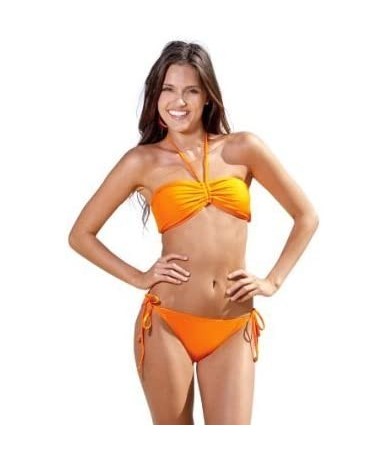 Sets Adjustable Bandeau/String Bikini Set - Orange - C711J9359ON $22.17