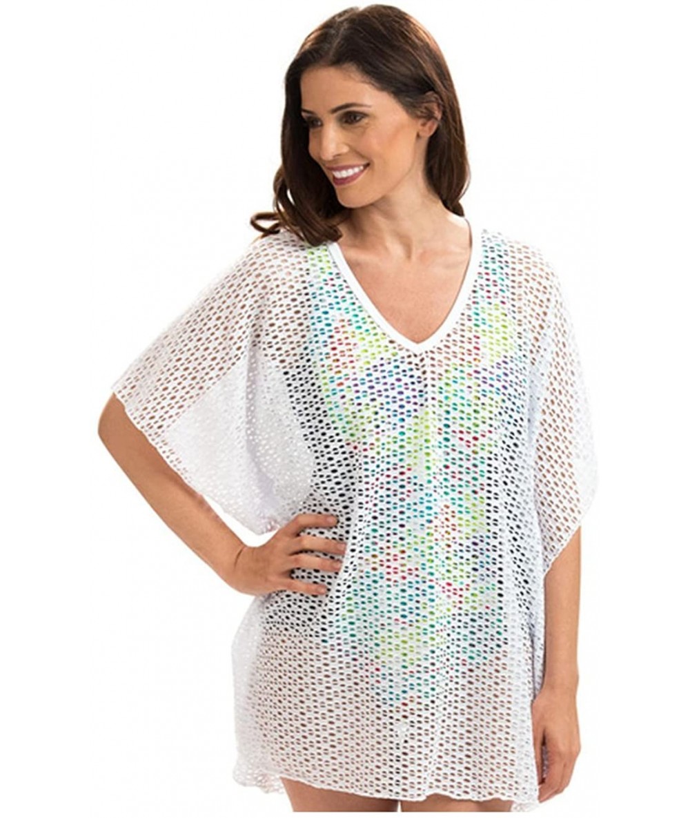 Cover-Ups Aquashape Poncho Cover-up - White - CC18DOA8XY6 $63.62