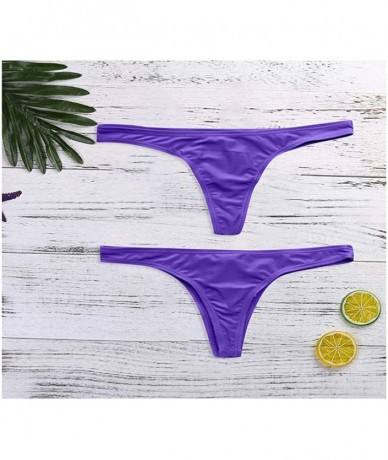 Sets New Women Plus Size Print Tankini Swim Jumpsuit Swimsuit Beachwear Padded Bikini Bottom Thong Swimwear - Purple - C218T4...