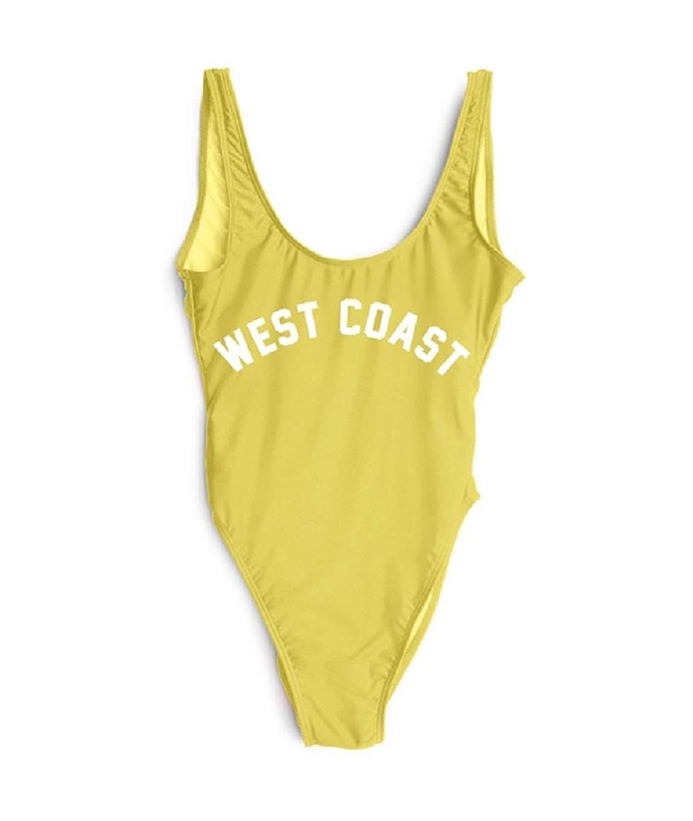 One-Pieces West Coast Swimwear High Waist Monokini Bodysuit Beachwear - Yellow - C418E5ET6AG $62.89