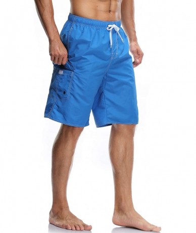 Board Shorts Men's Quick Dry Swim Trunks Board Shorts with Mesh Lining Swimwear Bathing Suits - B31-lake Blue - CO199MORDC6 $...