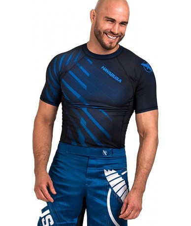 Rash Guards Metaru Short Sleeve Jiu Jitsu Rashguard - Blue - CT18KHDIGIL $74.56