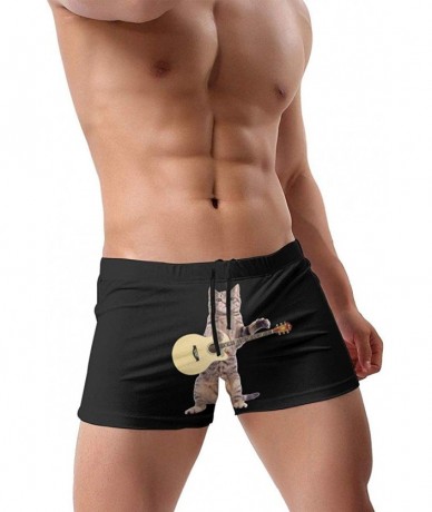 Briefs Iron Worker Skull Men's Quick Dry Swimsuit Boxer Trunks Square Cut Bathing Suits - Funny Guitar Cat - C6196OUSE88 $43.87