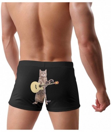 Briefs Iron Worker Skull Men's Quick Dry Swimsuit Boxer Trunks Square Cut Bathing Suits - Funny Guitar Cat - C6196OUSE88 $43.87