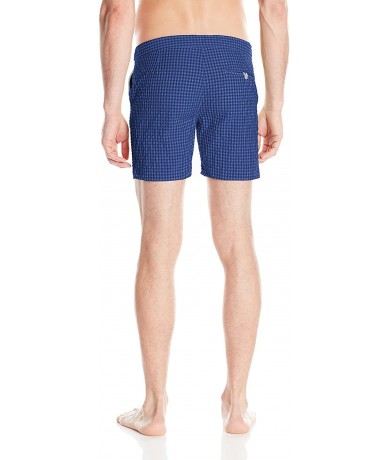 Trunks Men's Catalonia Gingham Check 6-Inch Swim Short - Indigo - CQ127SYYDD7 $74.00