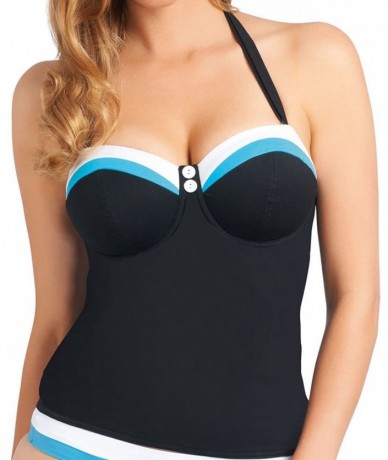 Tankinis Revival Underwire Bandeau Tankini Swim Top (AS3221) - Black - C911HTXSIT3 $79.52