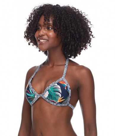 Sets Women's Love Molded Cup Push Up Triangle Bikini Top Swimsuit - Uluwatu Navy - C718HW8L3RY $80.70