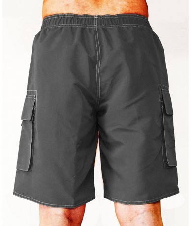 Board Shorts Men's Swim Trunks Beach Shorts with Mesh Lining with Cargo Pockets - Charcoal - C117YGGAOY6 $33.33