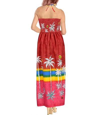 Cover-Ups Women's One Size Tube Bohemian Beach Party Dress Evening Wear Printed A - Spooky Red_o217 - C7193TQ9AZC $38.40