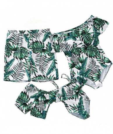 One-Pieces Mommy and Me Swimsuit One Piece Palm Leaves Printed Family Matching Swimwear - CM18QEEGQ05 $31.73