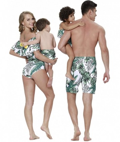 One-Pieces Mommy and Me Swimsuit One Piece Palm Leaves Printed Family Matching Swimwear - CM18QEEGQ05 $31.73