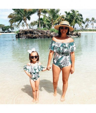 One-Pieces Mommy and Me Swimsuit One Piece Palm Leaves Printed Family Matching Swimwear - CM18QEEGQ05 $31.73