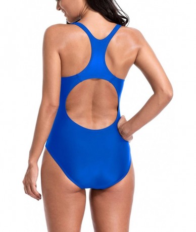 Racing Women's Athletic One Piece Swimsuit Sports Racerback Training Swimwear - Blue Racerback - CZ194K7D46S $47.48