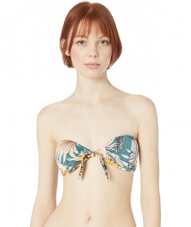 Sets Women's Bandeau Hipster Bikini Swimsuit Top - Dark Teal//Tropical Oasis - CX18I69QDKM $31.34