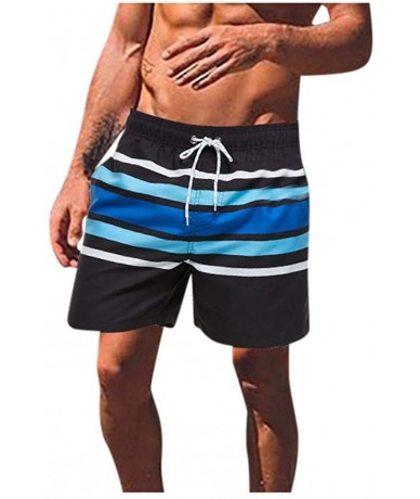 Board Shorts Men's Hawaiian Beach Shorts 3D Printed Swim Trunks Quick Dry Surf Bathing Suit Drawstring Loose Trunks - Blue - ...