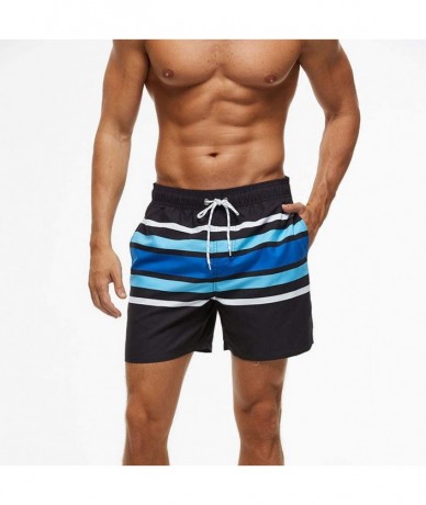 Board Shorts Men's Hawaiian Beach Shorts 3D Printed Swim Trunks Quick Dry Surf Bathing Suit Drawstring Loose Trunks - Blue - ...