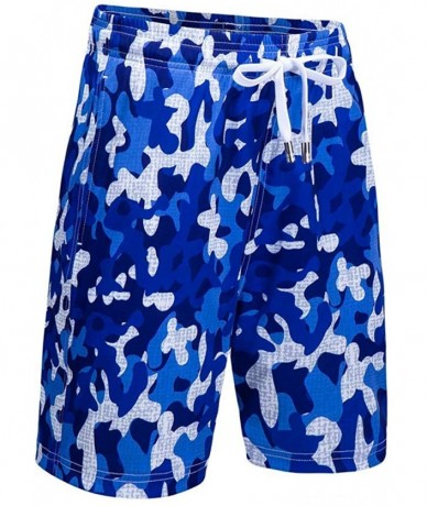 Board Shorts Men's Swim Trunks Big Size Quick Dry Fashion Print Swim Trunks and Beach Shorts Surf Shorts - Blue Camo - CS18S7...