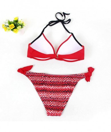 Sets Women Bikinis Padded Push up Tie Side Bottom Sexy Triangle Bikini Set Two Piece Swimsuits Bathing Suits for Women - Red ...