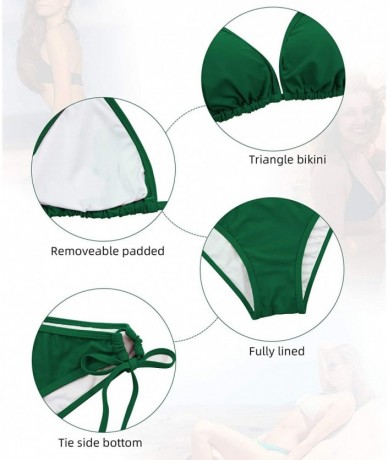 Sets Women's Two Piece Swimsuit Triangle Padded Top Tie Side Bottoms Halter String Bathing Suit - Green - CE18AG74ET7 $38.41