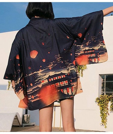 Cover-Ups Women's Summer Loose fit Beach Japanese Kimono Cover up OneSize US S-XL - Style 26 - CT198A535X8 $34.82