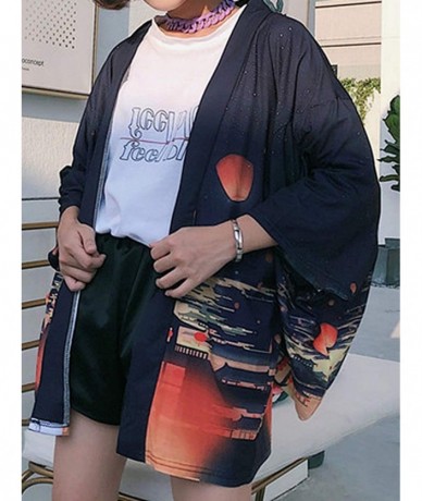 Cover-Ups Women's Summer Loose fit Beach Japanese Kimono Cover up OneSize US S-XL - Style 26 - CT198A535X8 $34.82