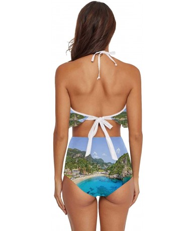 Sets Women's Swimsuit Two Piece Off Shoulder Flounce Ladies Swimwear of Woods - Multi 19 - CL190ECS33I $75.83