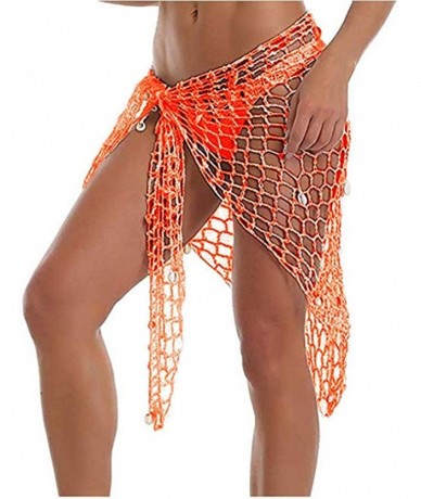 Cover-Ups Swimwear Cover Up-Sexy Fashion Beach Hand Crochet Shawl Capelet Cover Up Sunscreen Net Triangle Fishnet Skirt (SJJ9...