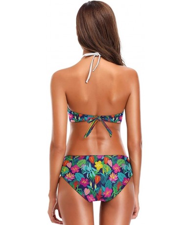 Sets Bikini Bathing Suit Womens 2 Piece Halter Neack High Waist Padded Sexy Swimsuit - Color25 - CX196U945NR $45.45