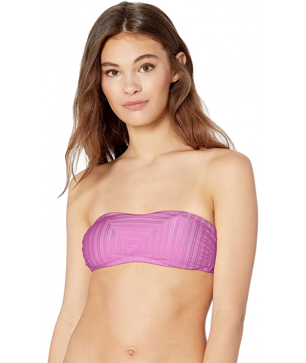 Tops Women's Bandeau Hipster Bikini Swimsuit Top - Fuchsia//Luster Rib - CY18K2OLU9Y $33.32