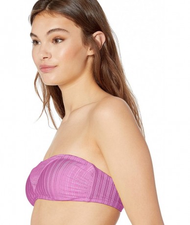 Tops Women's Bandeau Hipster Bikini Swimsuit Top - Fuchsia//Luster Rib - CY18K2OLU9Y $33.32