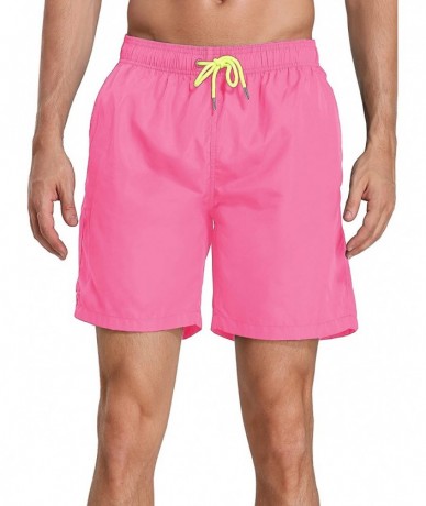 Board Shorts Men's Swim Trunks Beach Board Shorts Dry Quickly Stripe Bathing Suits - Shorts New Pink - CE18UA5NT8Q $20.06