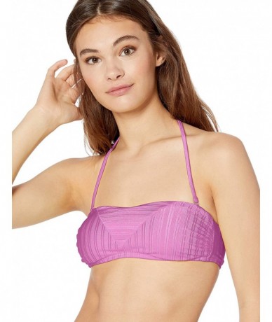 Tops Women's Bandeau Hipster Bikini Swimsuit Top - Fuchsia//Luster Rib - CY18K2OLU9Y $33.32