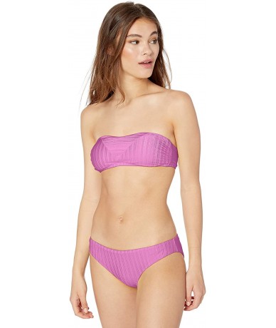 Tops Women's Bandeau Hipster Bikini Swimsuit Top - Fuchsia//Luster Rib - CY18K2OLU9Y $33.32