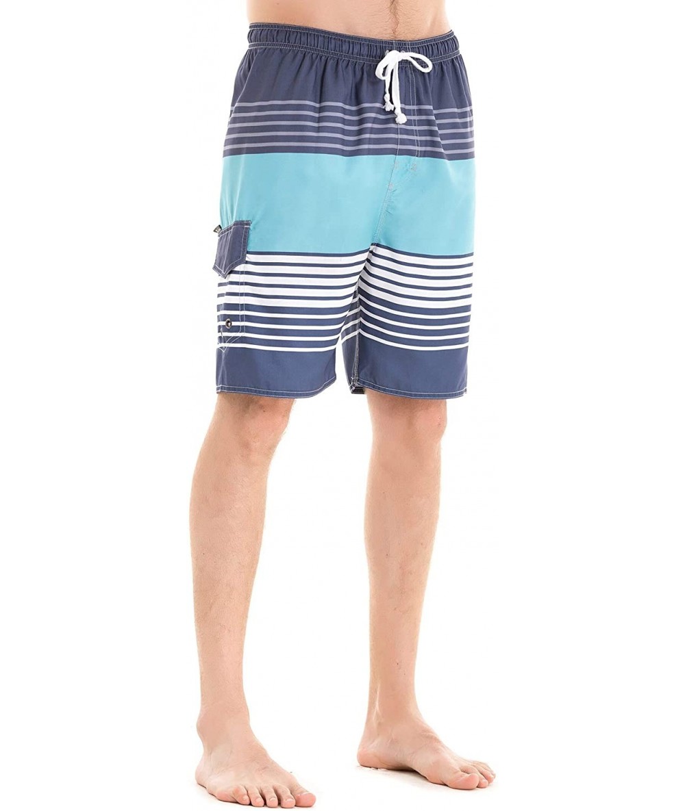 Board Shorts Men's Quick Dry Surfing Boardshorts with Pocket - Grey Green-elastic Waist - C218TIEOIZG $31.42