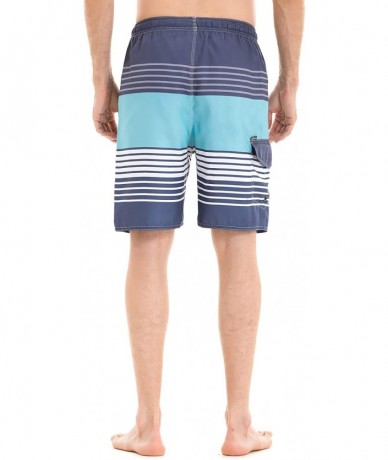 Board Shorts Men's Quick Dry Surfing Boardshorts with Pocket - Grey Green-elastic Waist - C218TIEOIZG $31.42