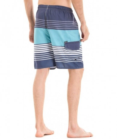 Board Shorts Men's Quick Dry Surfing Boardshorts with Pocket - Grey Green-elastic Waist - C218TIEOIZG $31.42