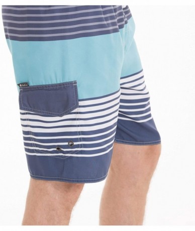 Board Shorts Men's Quick Dry Surfing Boardshorts with Pocket - Grey Green-elastic Waist - C218TIEOIZG $31.42