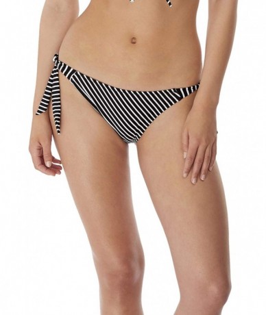 Tankinis Beach Hut Rio Scarf Side Tie Bikini Bottom - Black Stripe - CE18UZ2A9AI $49.89