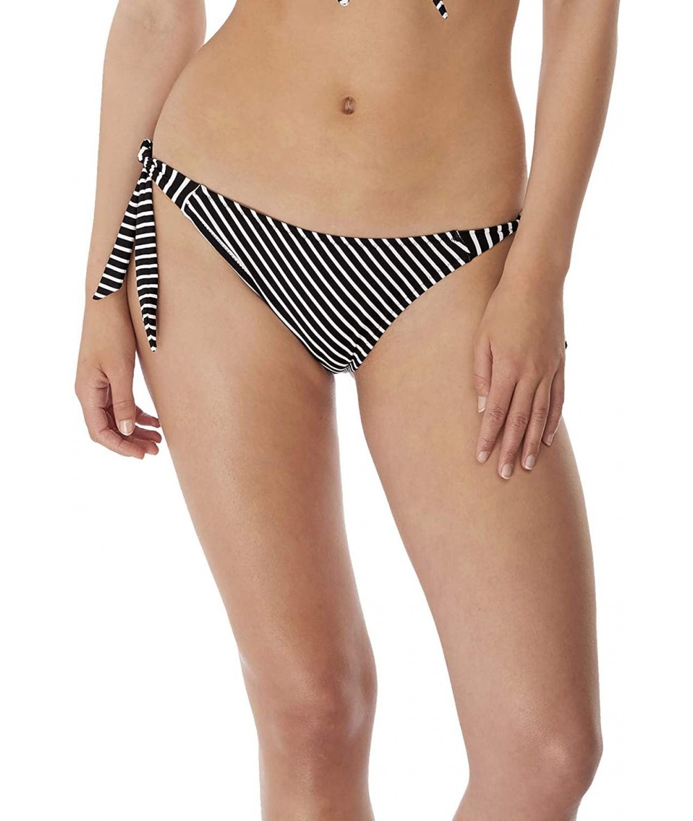 Tankinis Beach Hut Rio Scarf Side Tie Bikini Bottom - Black Stripe - CE18UZ2A9AI $49.89