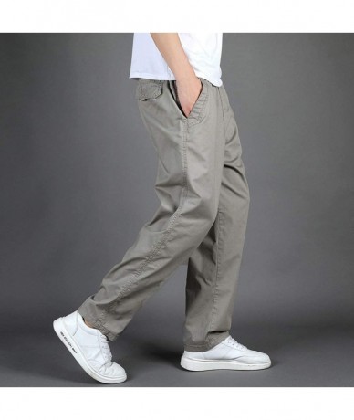 Rash Guards Plus Size Men's Work Cargo Pants Casual Pure Color Loose Classic Fit Premium Long Trouser - Gray - CS18WN8ZLM0 $4...