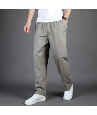 Rash Guards Plus Size Men's Work Cargo Pants Casual Pure Color Loose Classic Fit Premium Long Trouser - Gray - CS18WN8ZLM0 $4...