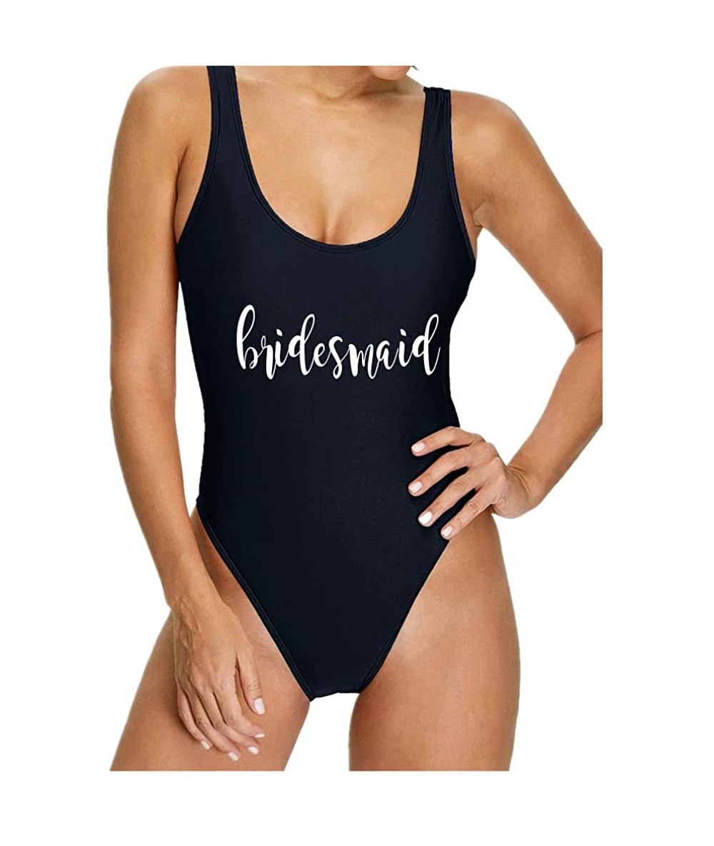 One-Pieces Birde One Piece Swimsuit Swimwear Monokini Bathing Suit Sexy Flouncing High Cut Backless Bridesmaid Gift - Bridesm...