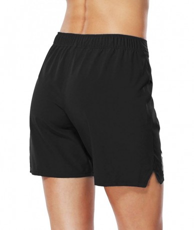 Board Shorts Women's Long Board Shorts with Pocket Quick Dry Swim Shorts Boardshorts - Black With Sea Horse - C7187IKNUAD $49.01