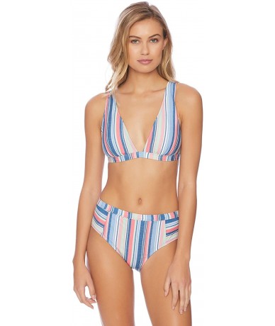 Tops Women's Over The Shoulder Halter Swimsuit Bikini Top - Holding Pattern Stripe - C318Y8LWE7I $40.35